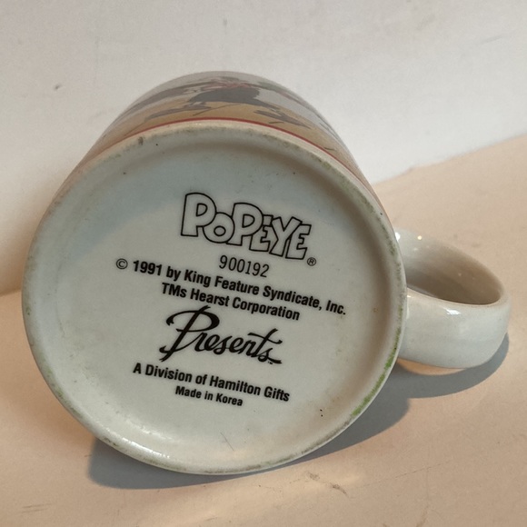 Popeye Vintage 1991 Happy Holidays Presents Mug Cartoon Classic Mug 12 oz - Picture 8 of 10
